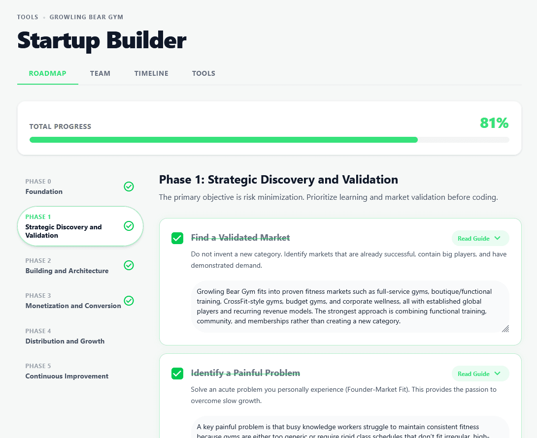 Startup Builder Roadmap