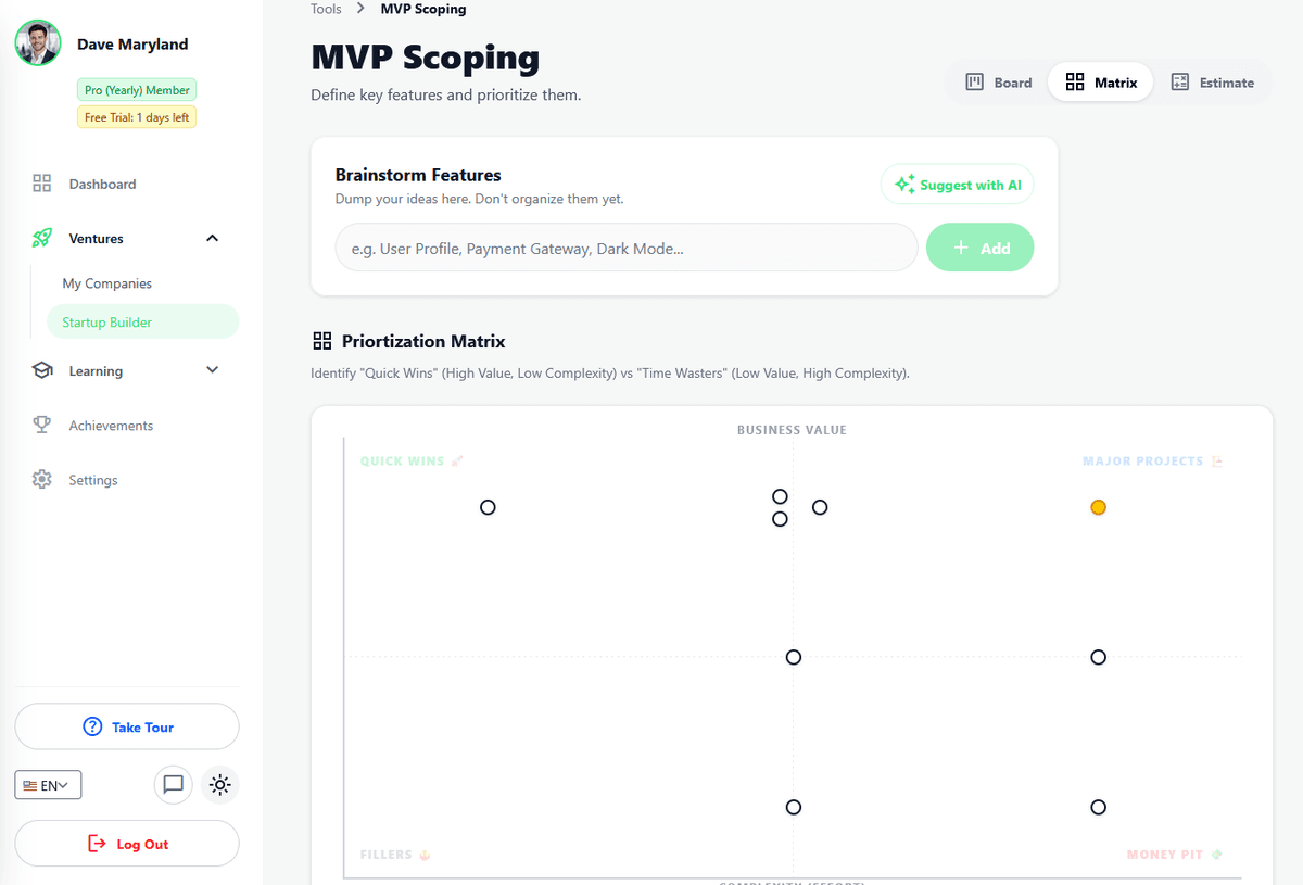 MVP Prioritization Matrix